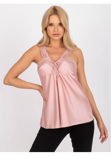 Tmavopúdrovo ružový top s čipkou
