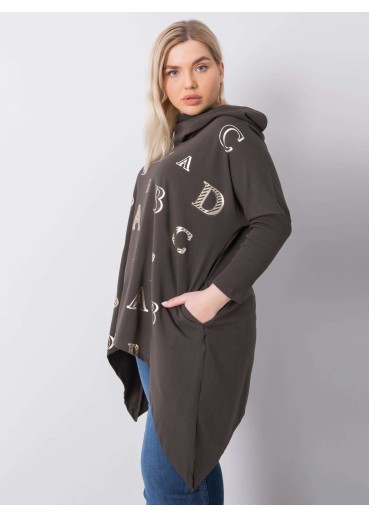 Khaki zelená tunika s kapucňou