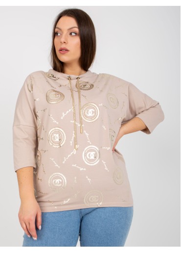 Béžovo hnedé tričko s potlačou