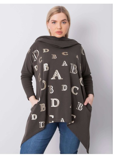 Khaki zelená tunika s kapucňou