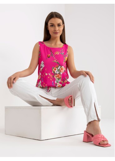 Tmavopúdrovo ružový kvetovaný top