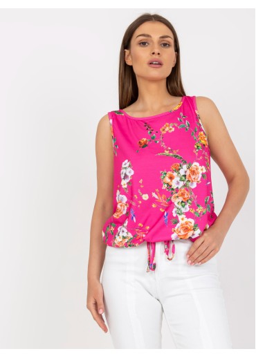 Tmavopúdrovo ružový kvetovaný top