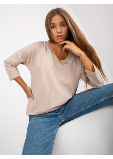 Béžovo hnedé tričko s 3/4 rukávom