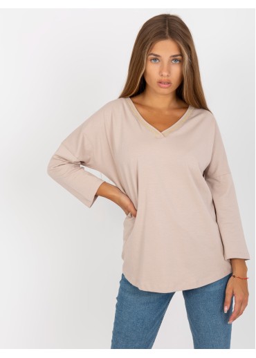 Béžovo hnedé tričko s 3/4 rukávom