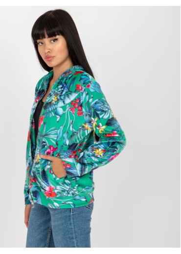 Zelená kvetovaná mikina