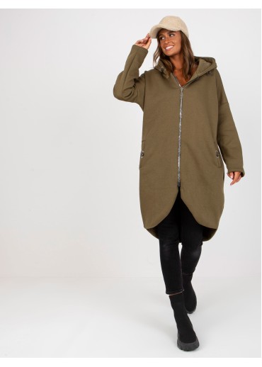 Khaki zelená predĺžená mikina