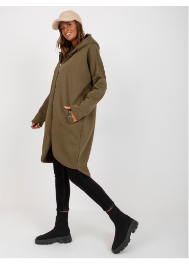 Khaki zelená predĺžená mikina