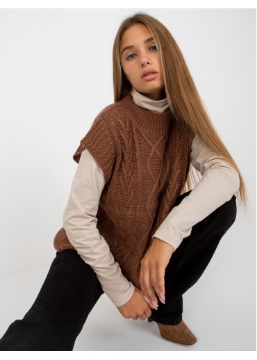 Hnedá pletená vesta