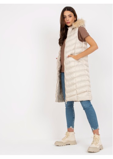 Béžovo hnedá prešívaná vesta