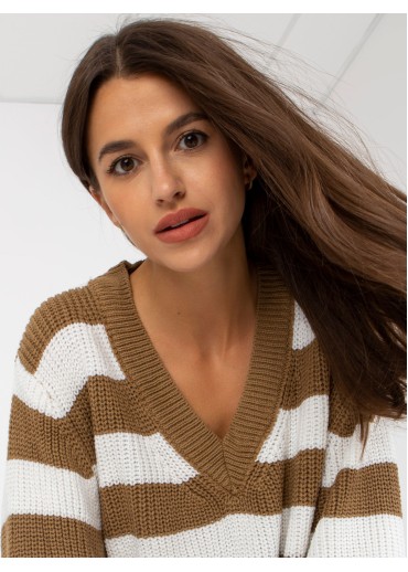 Béžovo hnedý pruhovaný sveter