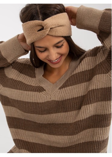 Hnedý pruhovaný sveter