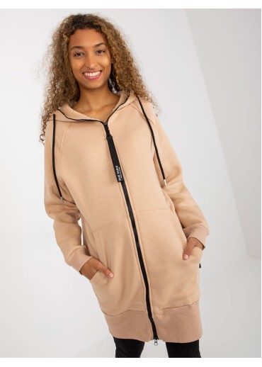 Béžovo hnedá predĺžená mikina