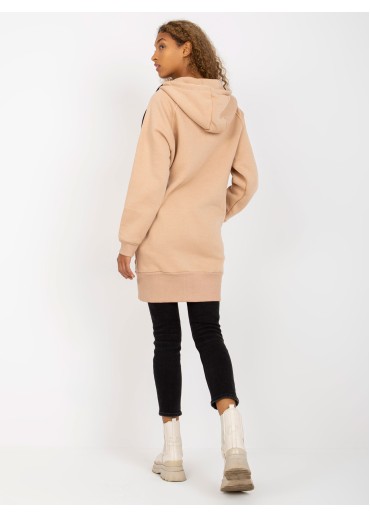 Béžovo hnedá predĺžená mikina