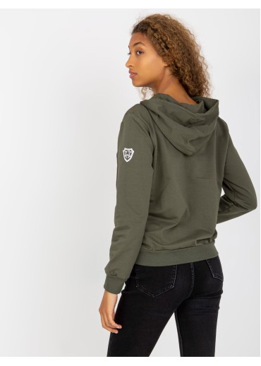 Khaki zelená mikina s kapucňou