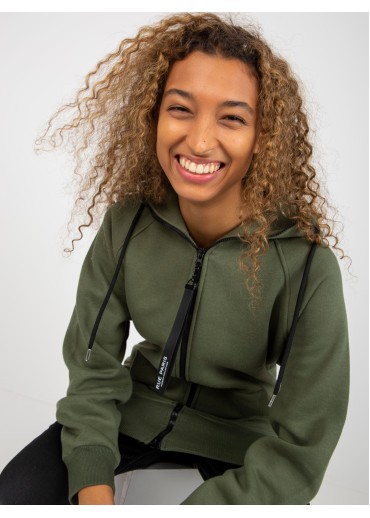 Khaki zelená predĺžená mikina