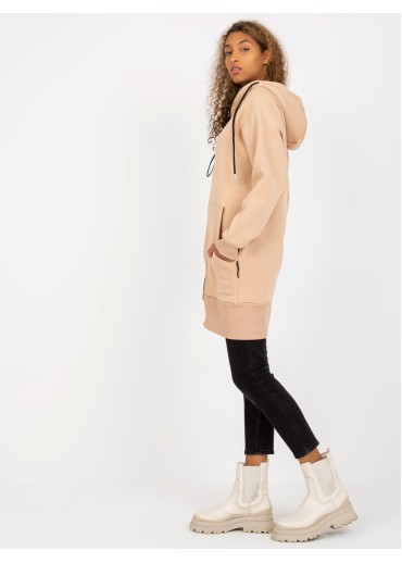 Béžovo hnedá predĺžená mikina