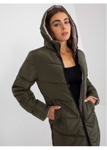 Khaki zelená obojstranná bunda
