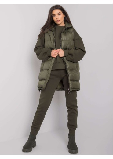 Khaki zelená tepláková súprava s vestou