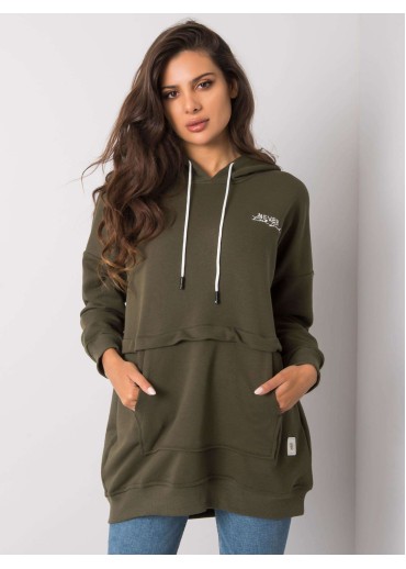 Khaki zelená mikina s kapucňou