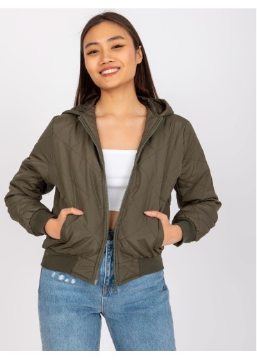 Khaki zelená krátka prechodná bunda