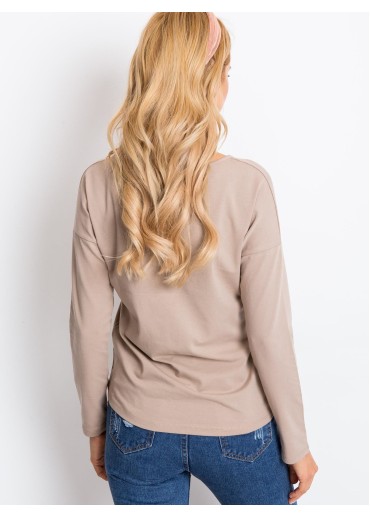 Béžovo hnedé basic tričko s dlhým rukávom