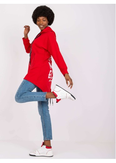 Červená predĺžená mikina