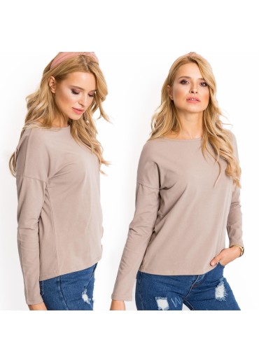 Béžovo hnedé basic tričko s dlhým rukávom