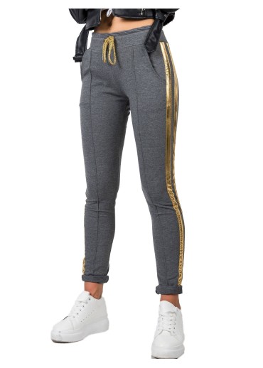 Tmavosivé tepláky s lampasmi