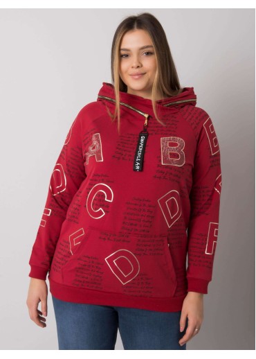 Bordovo červená mikina s kapucňou