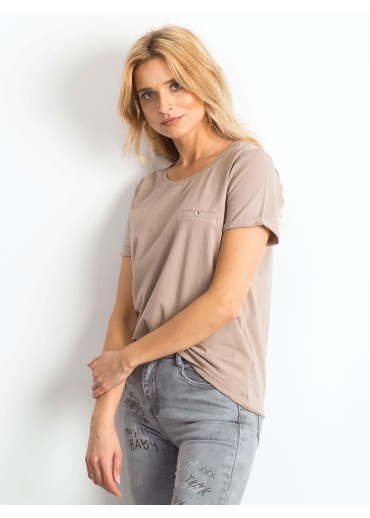 Béžovo hnedé bavlnené tričko