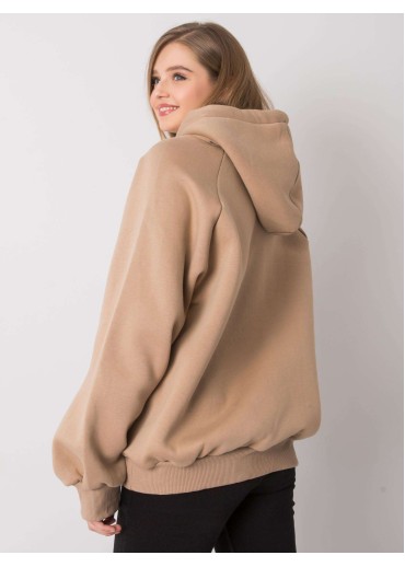 Béžovo hnedá oteplená mikina s kapucňou