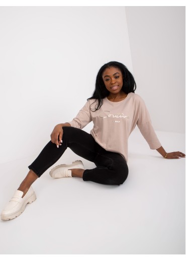 Béžovo hnedé tričko s potlačou