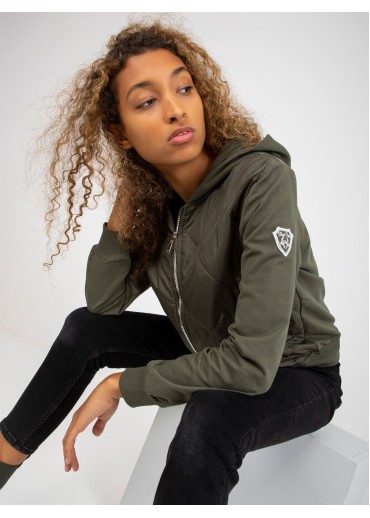 Khaki zelená mikina s kapucňou