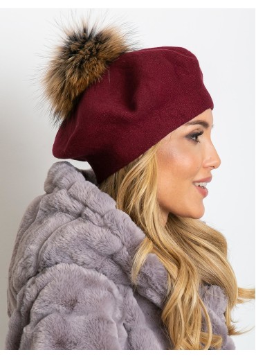 Bordovo červená čiapka - baretka
