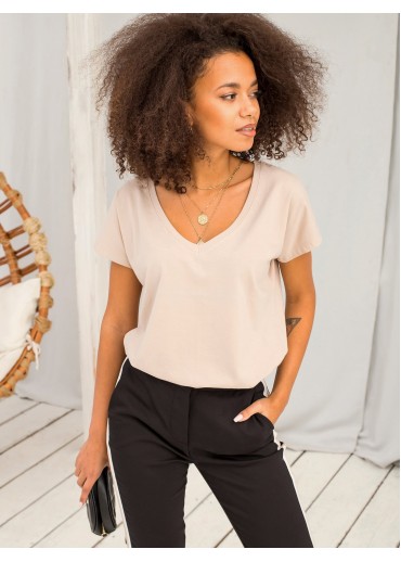 Béžovo hnedé basic tričko