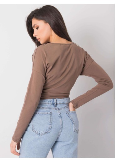 Hnedé basic tričko s dlhým rukávom