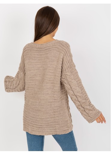 Béžovo hnedý pletený sveter
