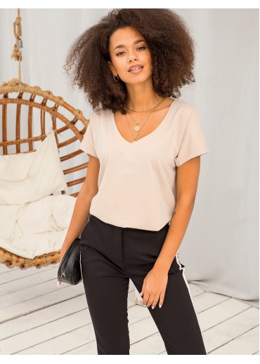 Béžovo hnedé basic tričko