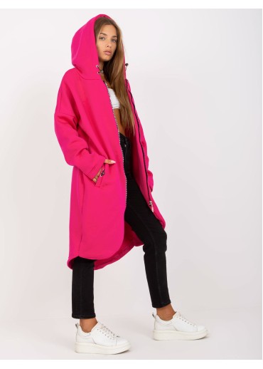 Fuchsiovo ružová predĺžená mikina