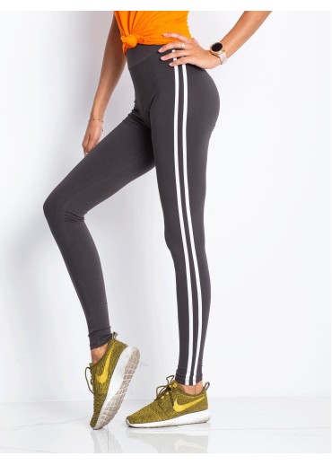 Khaki zelená legíny s lampasmi