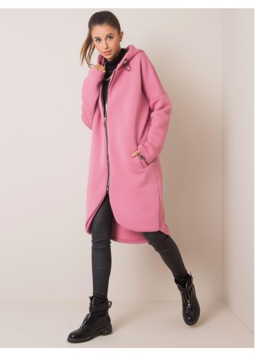 Púdrovo ružová predĺžená mikina