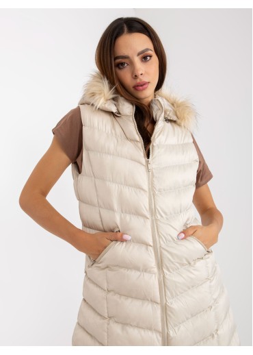 Béžovo hnedá prešívaná vesta