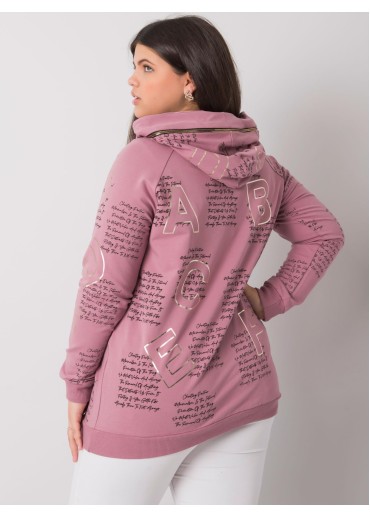 Tmavopúdrovo ružová mikina s kapucňou