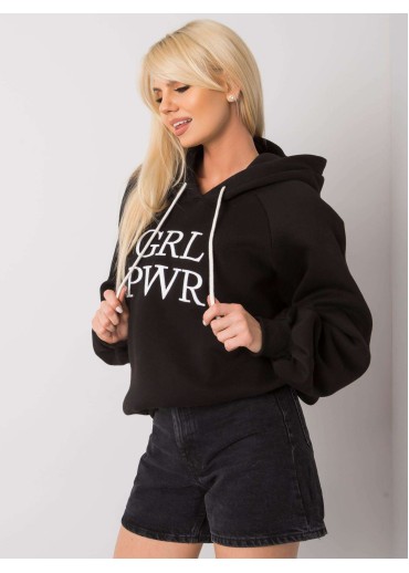 Čierna oteplená mikina s kapucňou