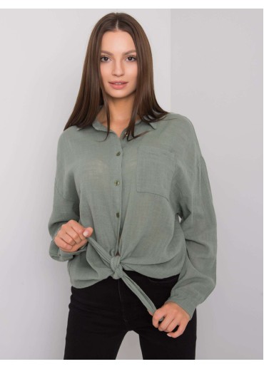 Khaki zelená predĺžená košeľa