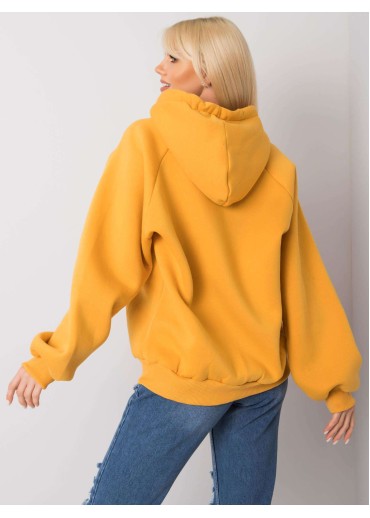 Žltá oteplená mikina s kapucňou