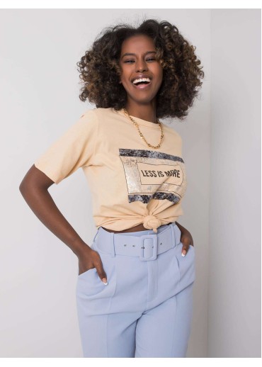 Béžovo hnedé bavlnené tričko