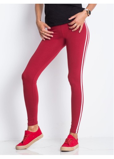 Bordovo červená legíny s lampasmi