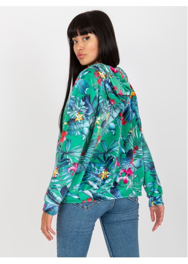 Zelená kvetovaná mikina