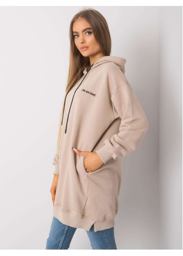 Béžovo hnedá predĺžená ONE SIZE mikina